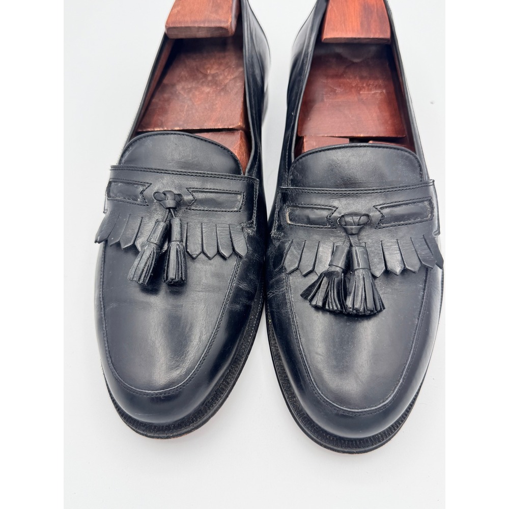 Bruno Magli Fiorello Mens 9M Black Leather Kiltie Tassel Loafers Made in Italy